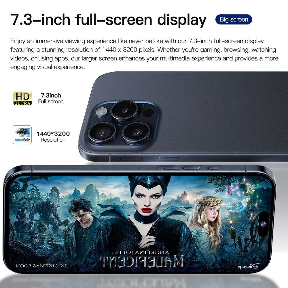Original 15 Pro Max 3Gb+64GB Cell Mobile Phones 4G Android Cellphones 6.8 Inch Low Price Smart Mobile Phone